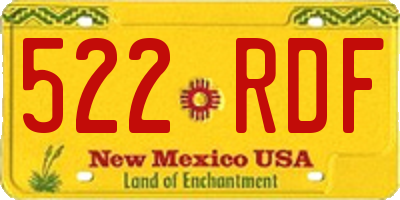 NM license plate 522RDF