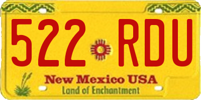 NM license plate 522RDU