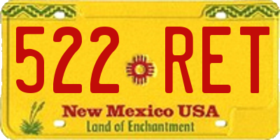 NM license plate 522RET