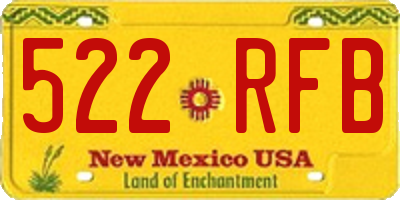 NM license plate 522RFB