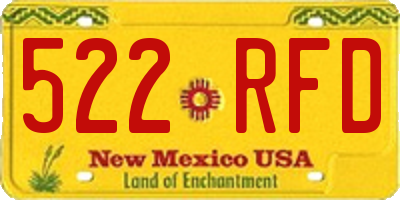 NM license plate 522RFD