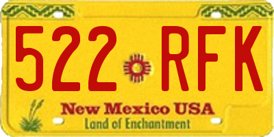NM license plate 522RFK