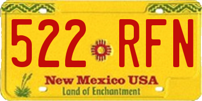 NM license plate 522RFN