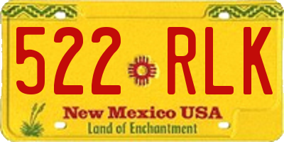 NM license plate 522RLK