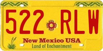 NM license plate 522RLW