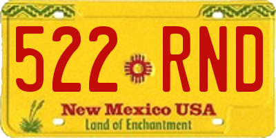 NM license plate 522RND