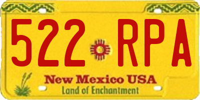 NM license plate 522RPA
