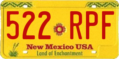 NM license plate 522RPF