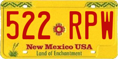 NM license plate 522RPW