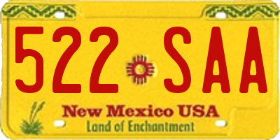 NM license plate 522SAA