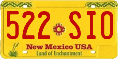 NM license plate 522SIO