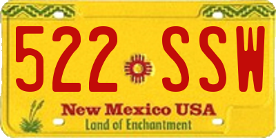 NM license plate 522SSW
