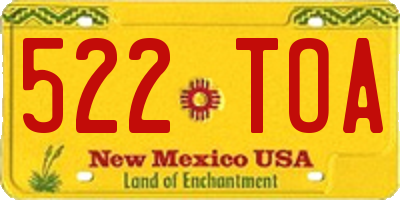 NM license plate 522TOA