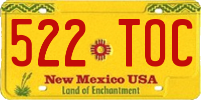 NM license plate 522TOC