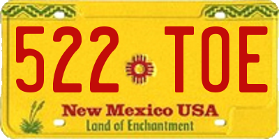 NM license plate 522TOE