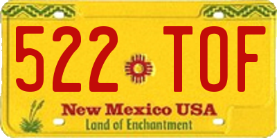 NM license plate 522TOF