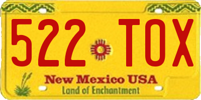 NM license plate 522TOX
