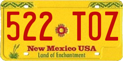 NM license plate 522TOZ