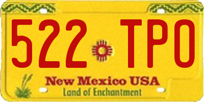 NM license plate 522TPO