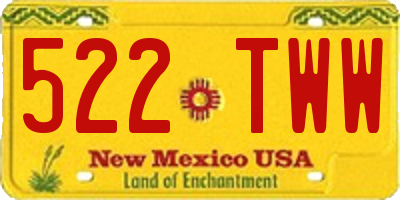 NM license plate 522TWW