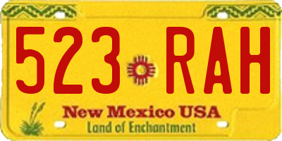 NM license plate 523RAH