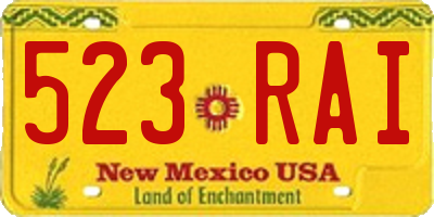 NM license plate 523RAI