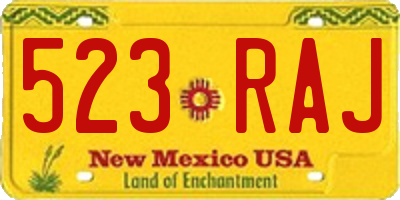 NM license plate 523RAJ