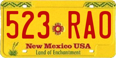 NM license plate 523RAO