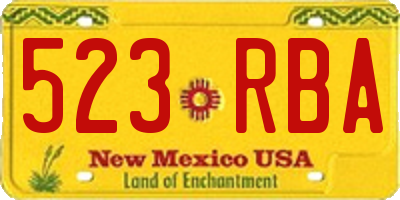 NM license plate 523RBA