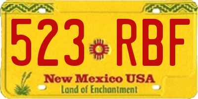 NM license plate 523RBF