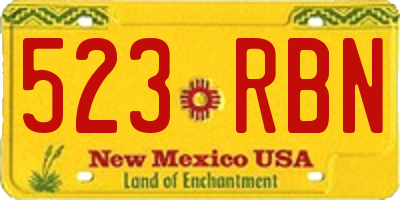 NM license plate 523RBN