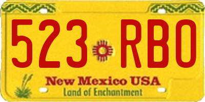 NM license plate 523RBO