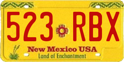 NM license plate 523RBX