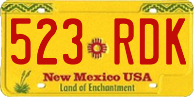NM license plate 523RDK