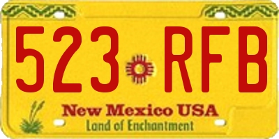NM license plate 523RFB