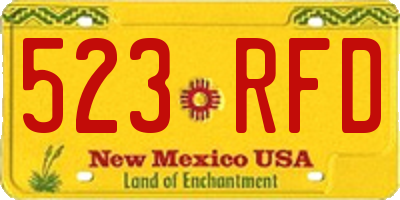 NM license plate 523RFD