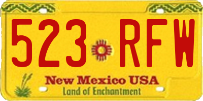 NM license plate 523RFW
