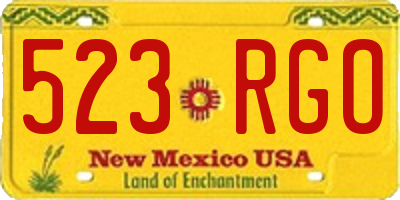 NM license plate 523RGO