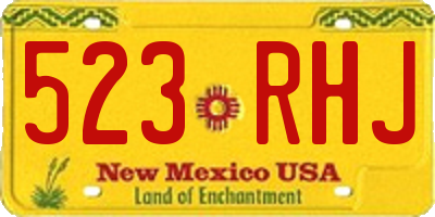 NM license plate 523RHJ