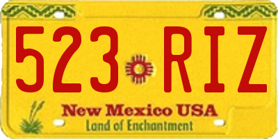 NM license plate 523RIZ
