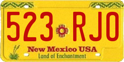 NM license plate 523RJO