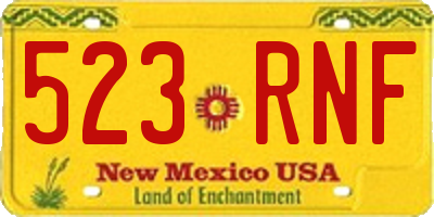 NM license plate 523RNF