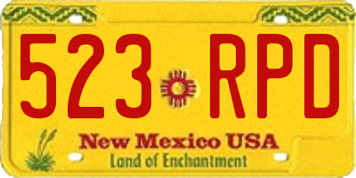 NM license plate 523RPD