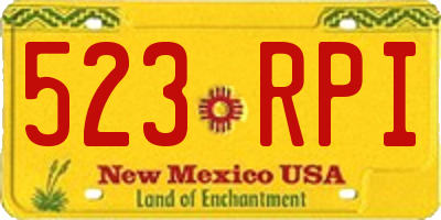 NM license plate 523RPI