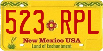 NM license plate 523RPL