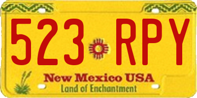 NM license plate 523RPY