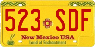 NM license plate 523SDF