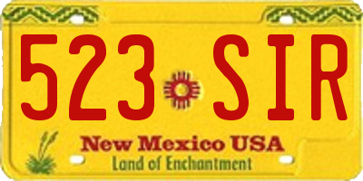NM license plate 523SIR