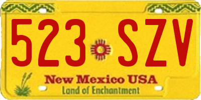 NM license plate 523SZV