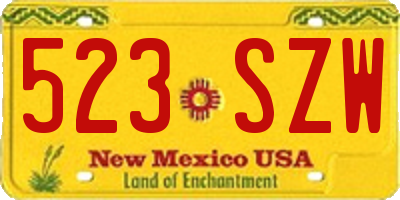 NM license plate 523SZW